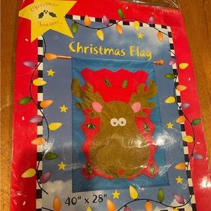 Christmas Treasures vintage Christmas Moose flag 40” x 28” New Old Stock